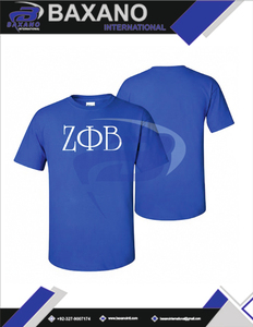 Camiseta de la Hermandad Zeta Phi Beta, Azul Rey, Algodón, con Letras Griegas ZΦB, Ropa de Hermandad Universitaria, Personalizable con Cualquier Logotipo - Product Image 6