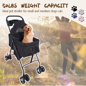 Poussette 3 en 1 pour animaux de compagnie, chiens et chats de petite et moyenne taille, 50 lb, pliable, 4 roues, chariot de transport, jogging, voyage - Product Image 3