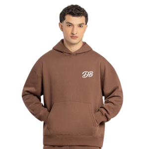 Sweat-shirt à capuche oversize en molleton épais pour femme, avec logo personnalisé, couleur moka, épaules tombantes, style streetwear, vente en gros - Product Image 1