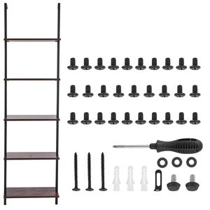 Scaffale a parete aperto in ferro da 17.3x11.8 pollici, libreria a 5 livelli con portaoggetti per cucina o ufficio - Product Image 1