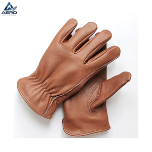 Abrasion Resistance Classic Wholesale Ergonomic Design With Elasticated Wrist High-Quality Soft Brown Leather Driver <b>Gloves</b> - Product Image 3