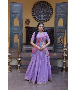 Latest Traditional Lehenga Set Floral Print <b>Saree</b> <b>Blouse</b> Net Dupatta Embroidered Indian Wedding Outfit for Women Fancy Wear - Product Image 1