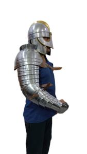 Plastron d'épaule médiéval en acier doux poli, protège-bras complet, épaulettes de chevalier, armure plaquée faite à la main, portables pour le sport, exportables - Product Image 5