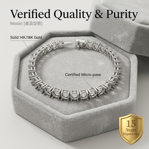 Monture de bracelet tennis en or blanc 14K avec diamant rond de 0,50 ct, sertissage panier à quatre griffes, bijoux fins, MOQ 1 pièce - Product Image 5