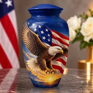 Urnas de mármol azul Urnas de cremación de latón para adultos para cenizas humanas Bolsa de terciopelo gratis - Product Image 4
