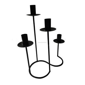 Bougeoirs à cinq bras en métal lot de 2 pièces chandeliers de mariage en fer forgé noir - Product Image 5