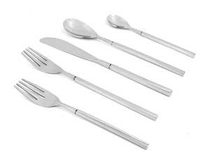 Ensemble de couverts argentés de haute qualité, 5 pièces, style américain, faits à la main, en acier inoxydable et laiton, pour restaurants. - Product Image 2