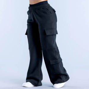 Pantalon cargo décontracté vintage pour femme, taille mi-haute, coupe large, imperméable, en molleton de coton épais, écologique - Product Image 4
