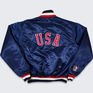 Veste bomber en satin marine vintage des années 80, sur mesure, de qualité supérieure, service OEM, veste de football varsity américaine - Product Image 2