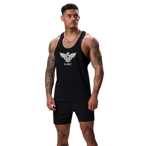 Mens Custom Black Breathable Logo <b>Stringer</b> Tank Top Sleeveless Gym Fitness Workout Bodybuilding Athletic Training Muscle <b>Vest</b> - Product Image 1