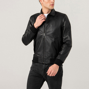 100% Top High Quality Comfortable Breathable <b>Men</b> Black Cow Skin Leather <b>Jacket</b> Autumn <b>Warm</b> Long Sleeve Stand Collar - Product Image 6