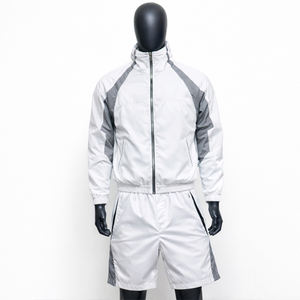 Conjunto Deportivo Personalizado 100% Algodón con Cremallera para Hombre, Chaqueta con Logotipo Bordado en 3D, Pantalones Cortos con Parches, Ligero, Transpirable, Resistente al Viento, para Verano - Product Image 5