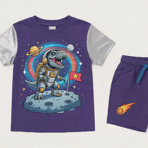 Vêtements d'été tendance pour enfants, t-shirt et short en coton, tenue décontractée respirante, taille personnalisée - Product Image 1
