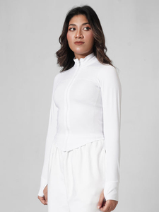 Solid Color Full Sleeve Seamless Yoga <b>Top</b> With <b>Zipper</b> Front Breathable Active Sportswear - Product Image 3