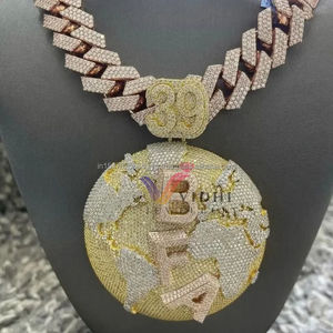 Personalizado Vvs Moissanite Iced letra nombre colgante Hombres estilo Hip Hop 925 Plata corte brillante cadena cubana alta calidad chapado en oro - Product Image 3