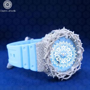 Montre de luxe Charm_Jewells en acier inoxydable, cadran analogique de 40 mm, verre saphir, montre mécanique pour homme, bracelet en silicone bleu - Product Image 3