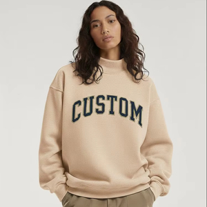 Service OEM – Nouveau pull molletonné pour femme, col montant, en molleton bouclette, broderie coton sur le devant, anti-boulochage, respirant, séchage rapide - Product Image 1