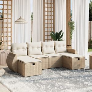 Conjunto de Sofás Modulares de Jardín en Poliratán Beige con Acero con Recubrimiento en Polvo para Muebles de Patio - Product Image 1