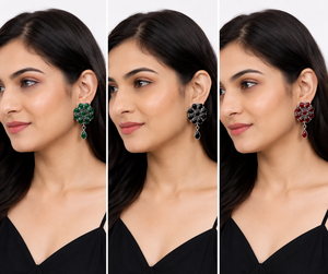 Fournisseur en gros de boucles d'oreilles bohèmes en argent oxydé avec pierres précieuses turquoise serties en clos pour femmes |   Usine directe - Product Image 2