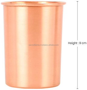Vente en gros de gobelets à eau en cuivre pur à 100 %, 250 ml, 300 ml, gobelet en verre de cuivre uni, vaisselle ayurvédique, verre à boire pour bar - Product Image 3