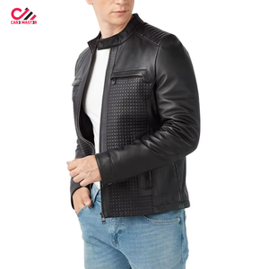 Veste en cuir véritable pour homme de haute qualité, col montant, tendance, vente en gros - Product Image 2