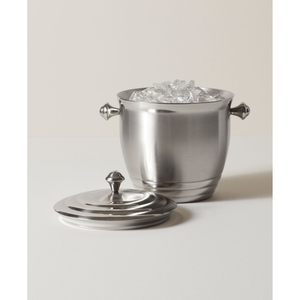 Seau à glace en métal finition argent martelé avec poignées en anneau pour bar et fêtes, seau à champagne de table - Product Image 3