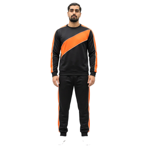 Chándal Deportivo para Hombre, Color Negro y Naranja, Estilo Urbano, 2 en 1, Grueso, con Capucha, Manga Larga, Corte Regular, Estilo Invernal, 100% - Product Image 1