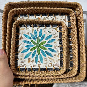 ถาดหวายประดับมุกคุณภาพพรีเมียมสำหรับตกแต่งโต๊ะ ใช้จัดเก็บและเสิร์ฟอาหาร นำเข้าจากเวียดนาม - Product Image 1