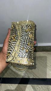 Pochette de soirée de luxe écologique faite à la main en mosaïque Kundan pour femme, idéale pour mariage et réception, sac de créateur tendance - Product Image 3