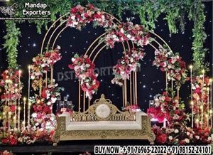 Perfect Engagement Party Stage Decor Multi-Layered Arches Arabian Style Mehraab <b>Backdrop</b> Panel Decor Reception Stage Metal <b>Stand</b> - Product Image 6