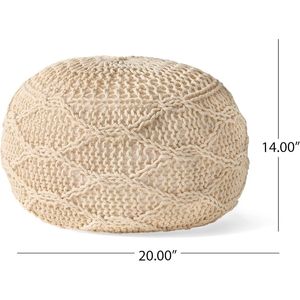 Malibu Knitted Cotton 20 X 20 Round <b>Pouf</b> - Product Image 2