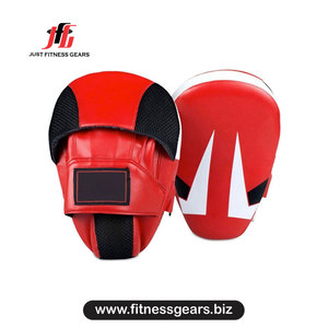 JUST FITNESS GEARS Kick Boxing <b>Focus</b> <b>Pads</b> Red PU Velcro Closure Breathable Sparring Training Gear for Adults - Product Image 1