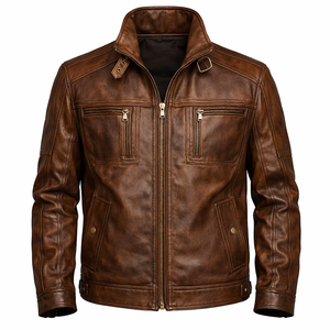 Chaqueta de Cuero Original Personalizada de Alta Calidad para Hombre, Chaqueta de Motociclista de Cuero Vacuno Genuino con Logotipo Personalizado OEM - Product Image 6