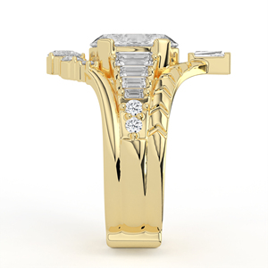 Anillo de Oro Amarillo con Tiara Chevron y Banda Curva, con Diamante Cultivado en Laboratorio POOJA DIAMOND, Corte Hexagonal Ovalado 2.00C, Certificado IGI, para Novia - Product Image 5