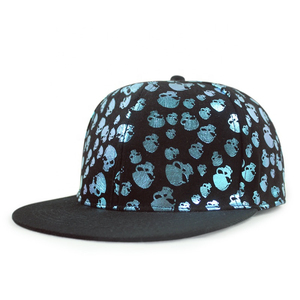 Casquette Snapback Unisexe à Motif Crâne, Imprimé Métallisé, Style Urbain Décontracté, 100% Polyester, Printemps-Été, Taille Adulte - Product Image 2