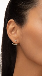 14K Gold Lab Grown Diamond Ear Jacket Stud Earring Set Adjustable Minimalist <b>Wedding</b> Elegant Jewelry for Women <b>Gift</b> - Product Image 5