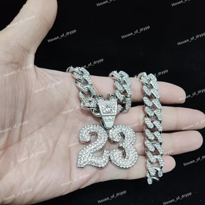 Collier chaîne cubaine en argent 23 avec pendentif en moissanite diamant glacé, style hip hop pour hommes - Product Image 3