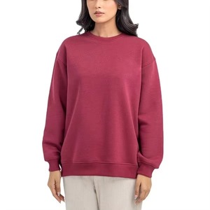 Sudadera de Cuello Redondo para Mujer, Color Sólido, 100% Algodón, Tejido de Punto, Manga Larga, Corte Regular, para Otoño, Ecológica, Resistente al Viento, Forrada - Product Image 4