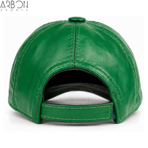 Casquettes de baseball en cuir vert vif de haute qualité, faites à la main, ajustables, personnalisées, de luxe, nouvelle mode, pour hommes adultes. - Product Image 5