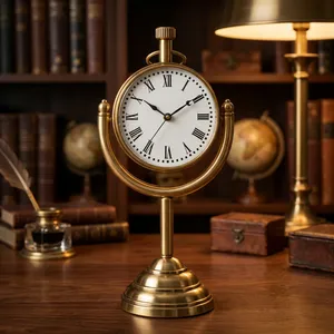 Horloge de bureau nautique en laiton antique, horloge de table maritime vintage avec cadran à chiffres romains, horloge décorative en métal pour le bureau - Product Image 4