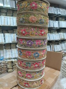 Premium 3D Floral Embroidery Lace with Hand-Applied <b>Beads</b> and Multi-Color Flower Work Textile <b>Trim</b> for Bridal Wear and Decoratio - Product Image 1