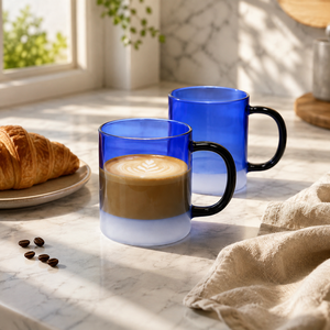 แก้วกาแฟ/ชา 320 มล. ทำมือจากแก้วบอโรซิลิเกต พร้อมโลโก้สั่งทำ สำหรับของขวัญองค์กรและชุดต้อนรับส่งเสริมการขาย - Product Image 6