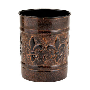 Metal Storage Box with Brown <b>Spray</b> <b>Paint</b> Finishing Modern Shape Embossed Fleur De Lis Design <b>Set</b> Three Heavy Duty Organizing - Product Image 2