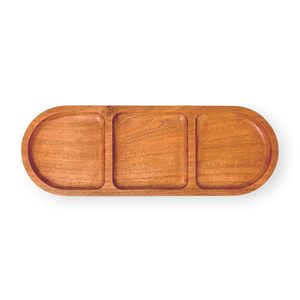 Plateau de service rectangulaire vintage en bois d'acacia, plateau décoratif central, planche à charcuterie étroite pour apéritifs, fromages et desserts - Product Image 1