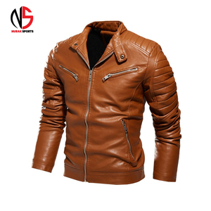 Men's Women's Genuine Leather Waterproof Breathable <b>Mandarin</b> <b>Collar</b> Winter Motorcycle Biker Outerwear OEM Service <b>Jacket</b> - Product Image 1
