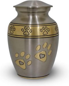 AHO Hermosas Urnas Funerarias Europeas Grises Plateadas con Huella de Pata de Mascota, Ecológicas y Duraderas, para Cenizas, de Metal, con Garantía de 3 Años - Product Image 2