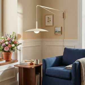 Lámpara de Pared Moderna con Pantalla de Cúpula, Estilo Mid-Century, Brazo Articulado, Luz Larga Blanca para Lectura Junto a la Cama, para Dormitorio o Comedor - Product Image 1