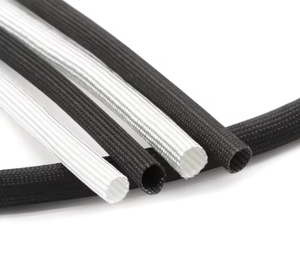Manguito de fibra de vidrio trenzado negro de 600 °C, tubo de fibra de vidrio para alta temperatura y químicos, rollos de fibra de vidrio negro y blanco - Product Image 1