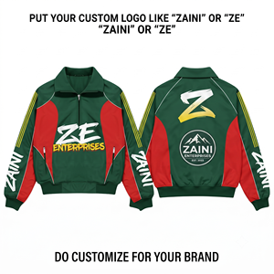 Premium 120 GSM Polyester Windbreaker <b>Jacket</b> Green Red Panels Covered Button Men's Winter Breathable Waterproof High Street - Product Image 1