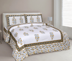 Parure de draps en coton bio 200 fils, imprimé floral, style Asie du Sud-Est, avec taies d'oreiller, pour la maison et la chambre - Product Image 1